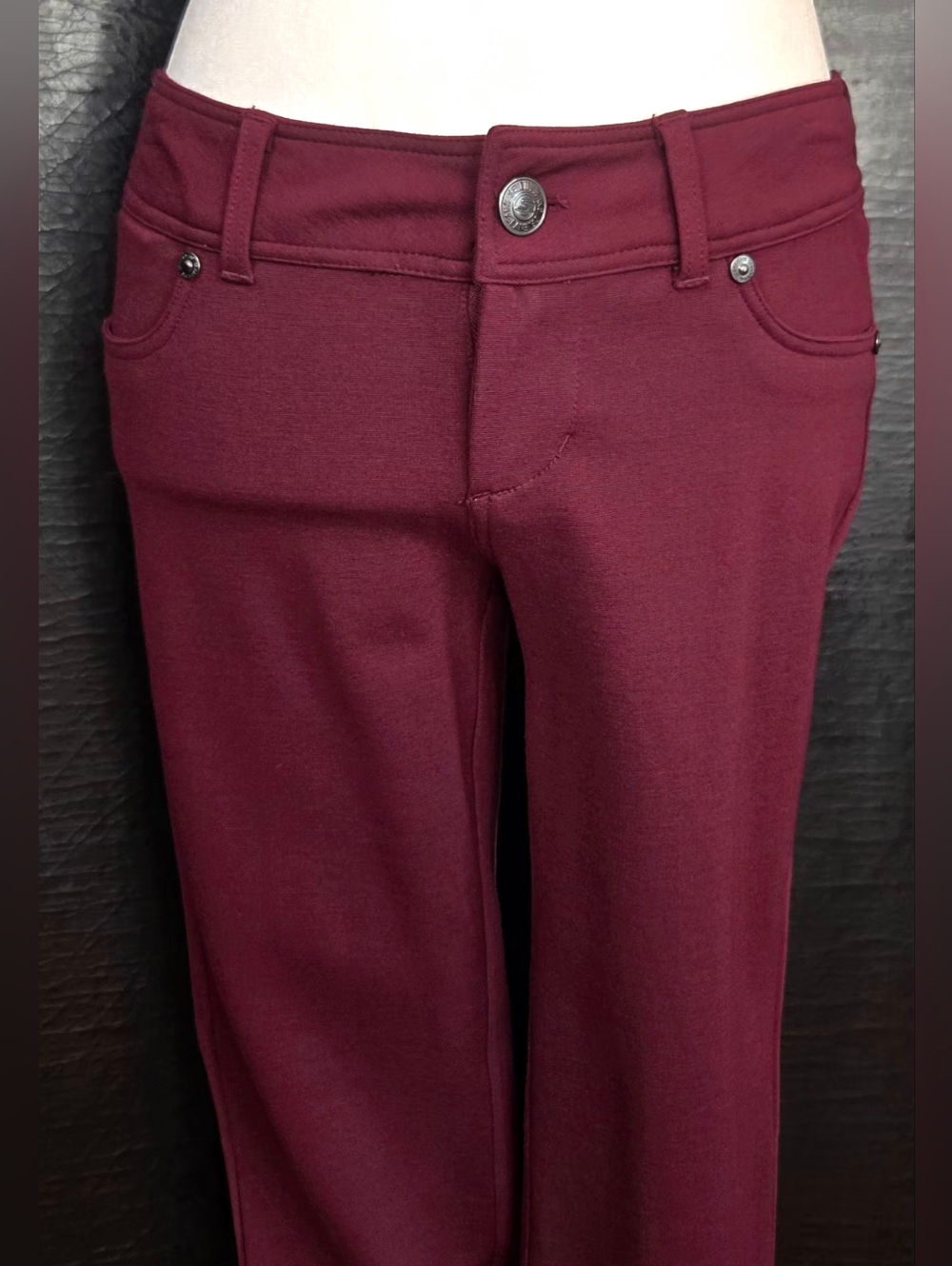 Seven7 Burgundy Skinny Pants Low Rise Stretch Jeans 4P Petite - Picture 3 of 15